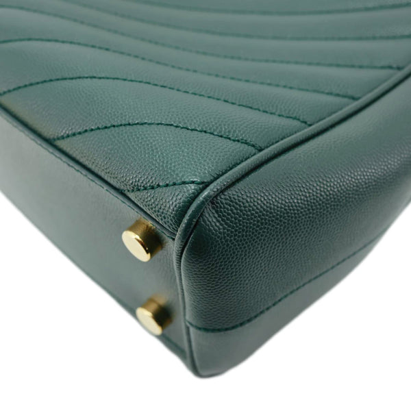 YVES SAINT LAURENT Matelasse Chevron Leather Monogram Shopping Bag Green