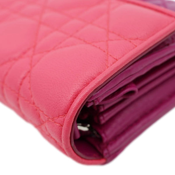 CHRISTIAN DIOR Lady Dior Quilted Cannage Leather Chain Wallet Pink