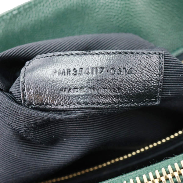 YVES SAINT LAURENT Matelasse Chevron Leather Monogram Shopping Bag Green