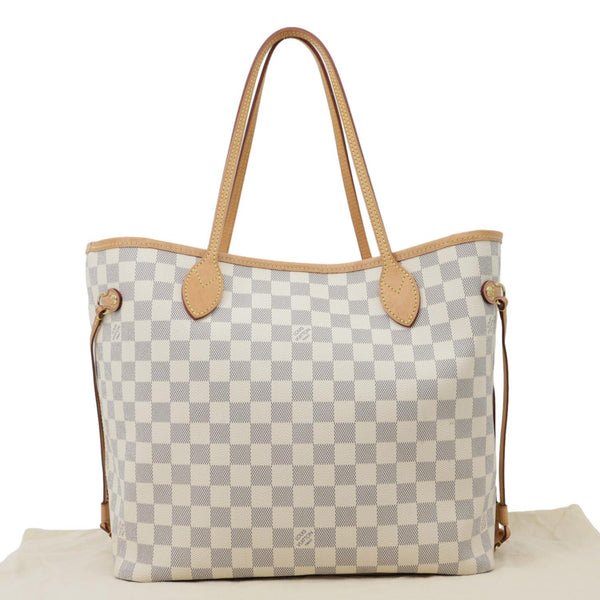 LOUIS VUITTON Neverfull MM Damier Azur Tote Bag Rose Ballerine