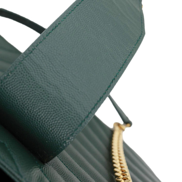 YVES SAINT LAURENT Matelasse Chevron Leather Monogram Shopping Bag Green