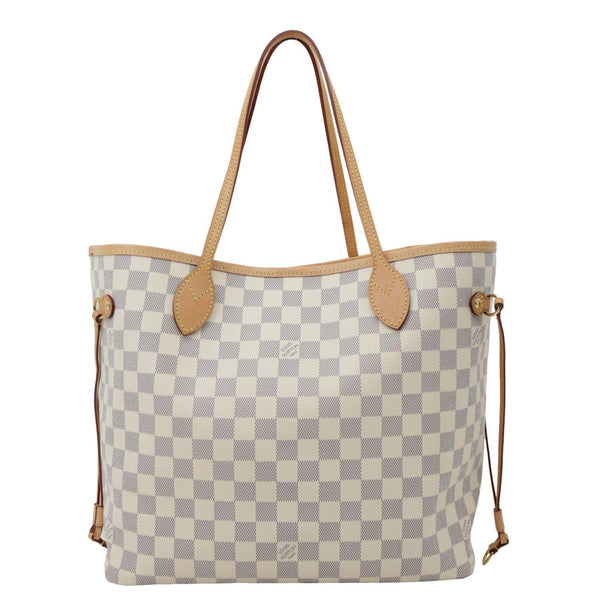 LOUIS VUITTON Neverfull MM Damier Azur Tote Bag Rose Ballerine