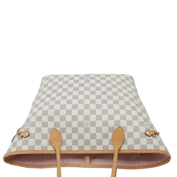 LOUIS VUITTON Neverfull MM Damier Azur Tote Bag Rose Ballerine