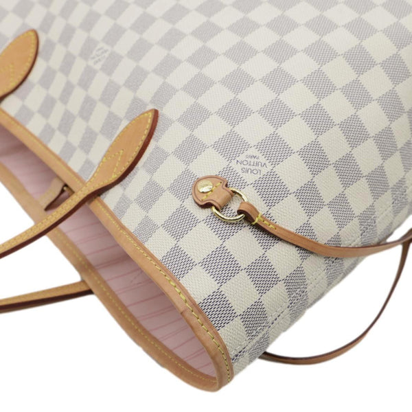 LOUIS VUITTON Neverfull MM Damier Azur Tote Bag Rose Ballerine