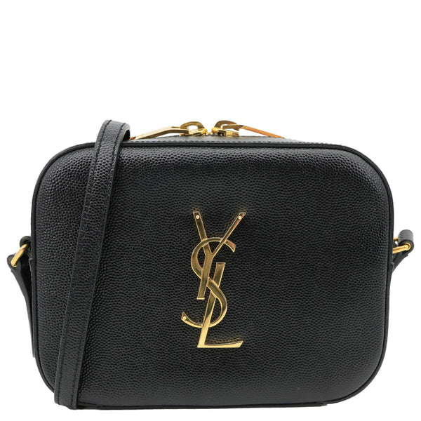 YVES SAINT LAURENT Lou Grained Leather Camera Crossbody Bag Black