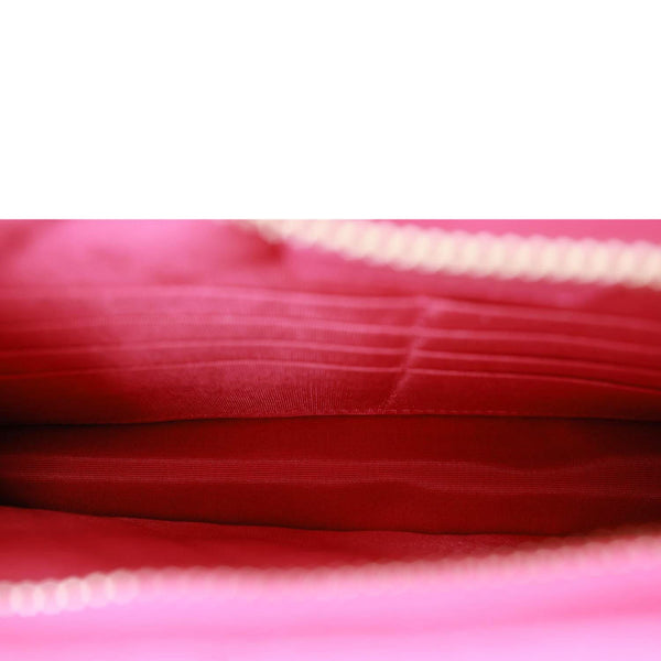 CHANEL Logo Small Quilted Tweed PVC Clutch Pink