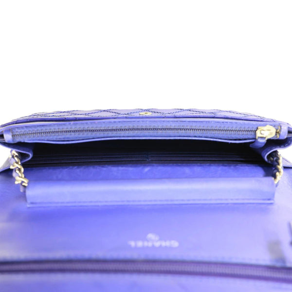 CHANEL Fancy CC Quilted Calfskin Leather Wallet On Chain Bag Royal Blue