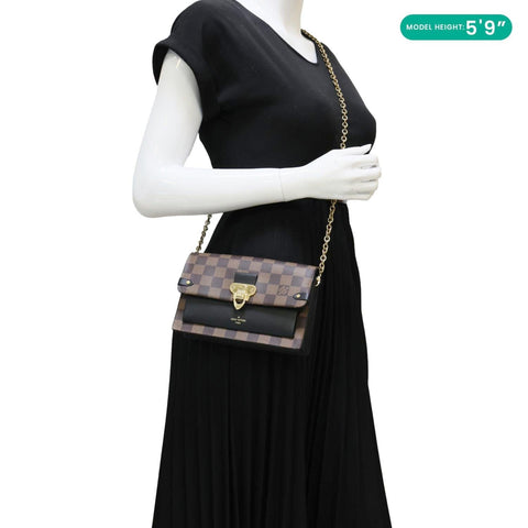 LOUIS VUITTON Vavin PM Damier Ebene Chain Crossbody Bag Black