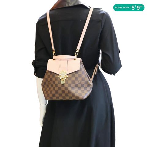 LOUIS VUITTON Clapton Damier Ebene Backpack Bag Pink