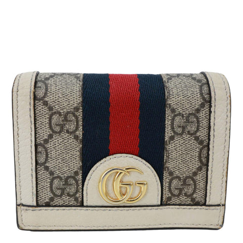 GUCCI Ophidia GG Supreme Canvas Card Case Wallet Beige 523155