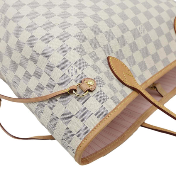LOUIS VUITTON Neverfull MM Damier Azur Tote Bag Rose Ballerine