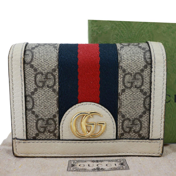 GUCCI Ophidia GG Supreme Canvas Card Case Wallet Beige 523155