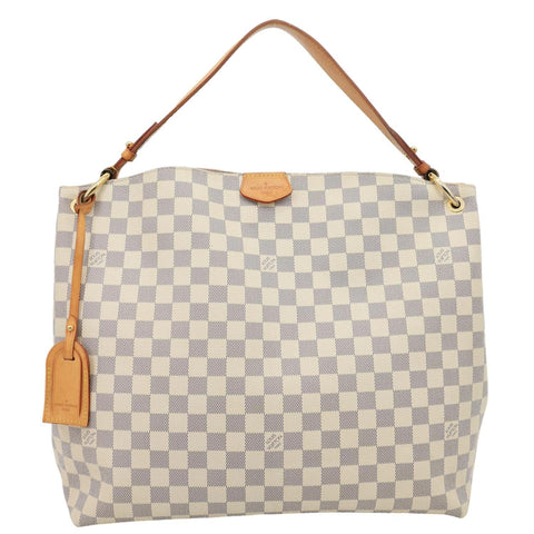 LOUIS VUITTON Graceful MM Damier Azur Hobo Bag Rose Ballerine