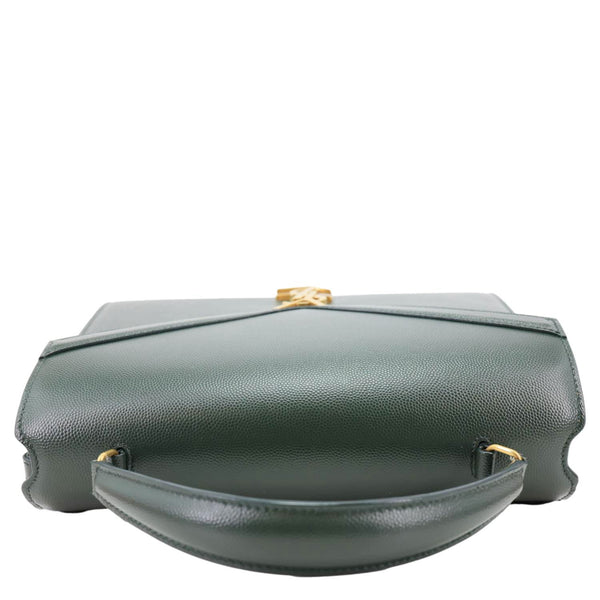 YVES SAINT LAURENT Cassandra Medium Grain De Poudre Leather Top Handle Shoulder Bag Green