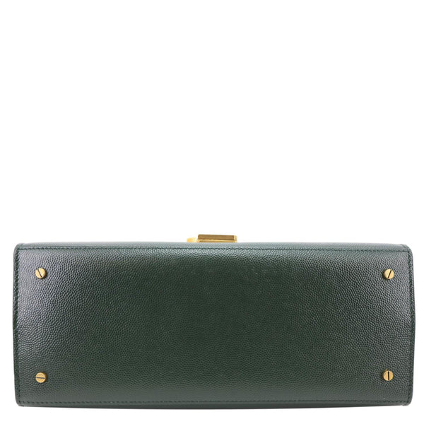 YVES SAINT LAURENT Cassandra Medium Grain De Poudre Leather Top Handle Shoulder Bag Green