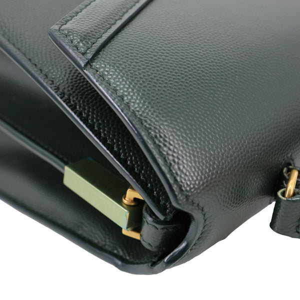 YVES SAINT LAURENT Cassandra Medium Grain De Poudre Leather Top Handle Shoulder Bag Green