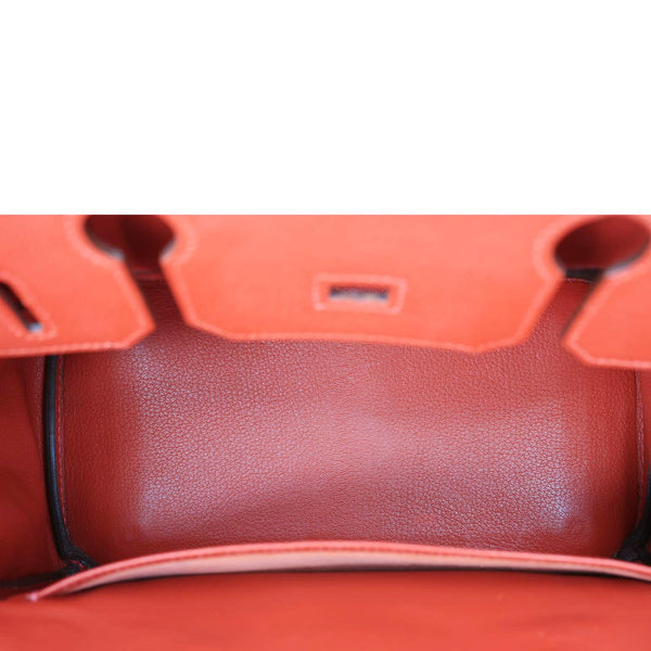 HERMES Birkin 30 Square Clemence Leather Satchel Bag Red