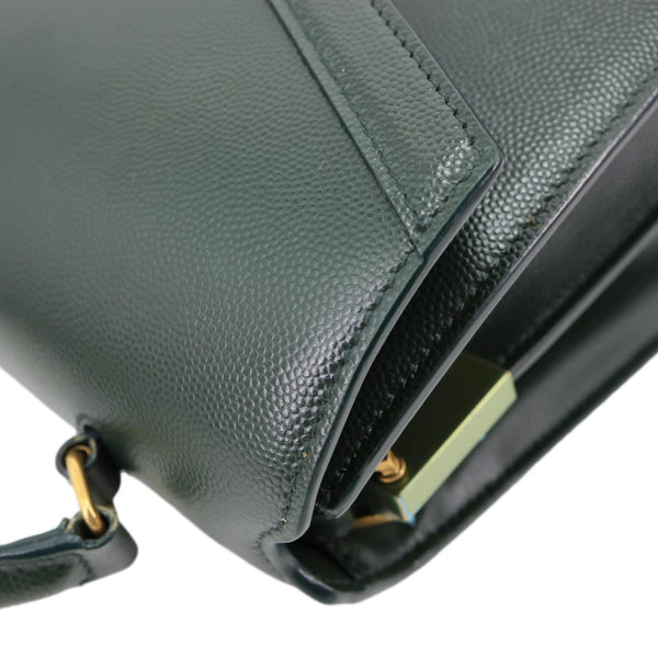 YVES SAINT LAURENT Cassandra Medium Grain De Poudre Leather Top Handle Shoulder Bag Green