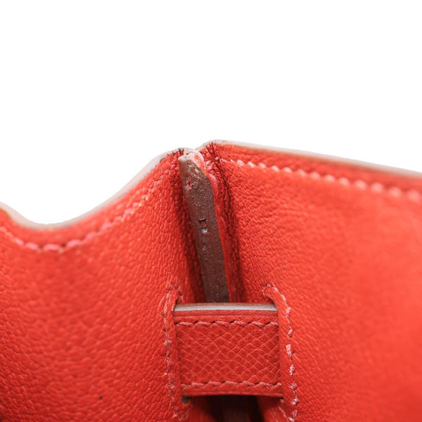 HERMES Birkin 30 Square Clemence Leather Satchel Bag Red