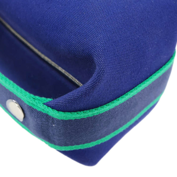 HERMES Bride-a-Brac Case Cotton Canvas Clutch Blue