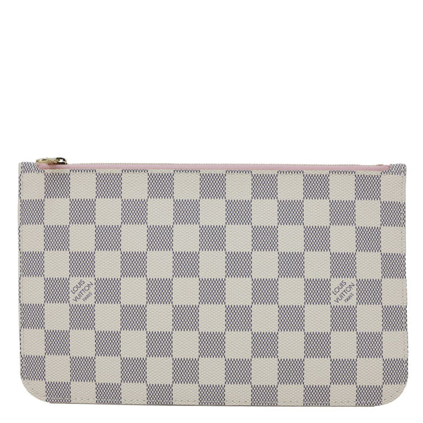 LOUIS VUITTON Neverfull Damier Azur Pochette Wristlet Rose Ballerine