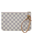 LOUIS VUITTON Neverfull Damier Azur Pochette Wristlet Rose Ballerine