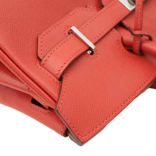 HERMES Birkin 30 Square Clemence Leather Satchel Bag Red