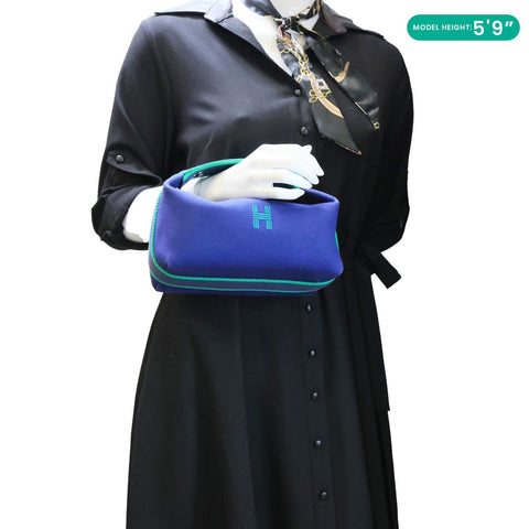 HERMES Bride-a-Brac Case Cotton Canvas Clutch Blue