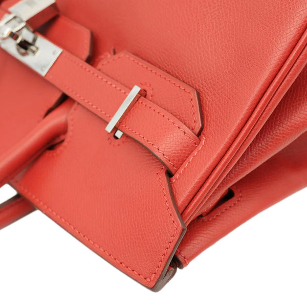 HERMES Birkin 30 Square Clemence Leather Satchel Bag Red