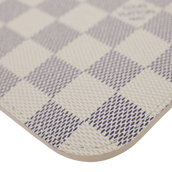 LOUIS VUITTON Neverfull Damier Azur Pochette Wristlet Rose Ballerine