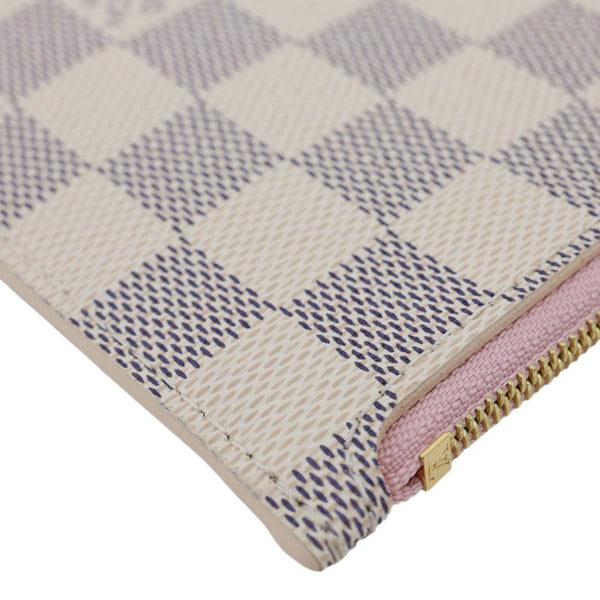 LOUIS VUITTON Neverfull Damier Azur Pochette Wristlet Rose Ballerine
