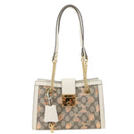 GUCCI Padlock Small GG Supreme Berry Canvas Tote Beige 498156