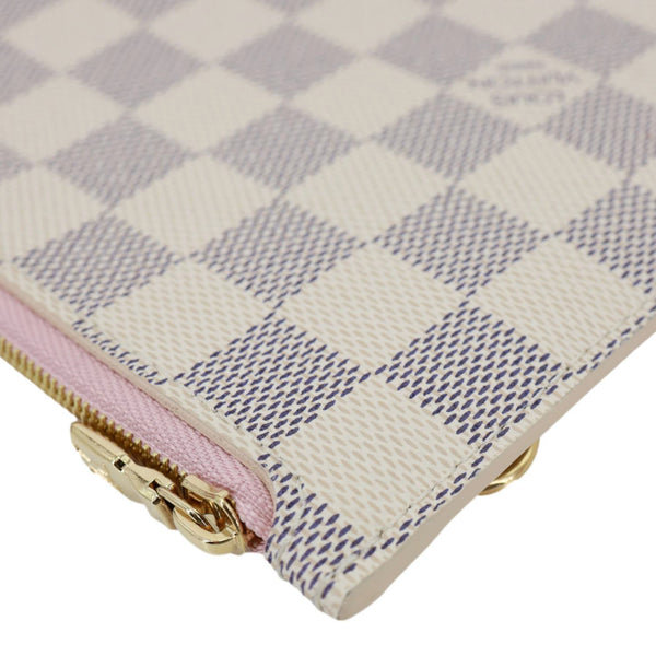LOUIS VUITTON Neverfull Damier Azur Pochette Wristlet Rose Ballerine