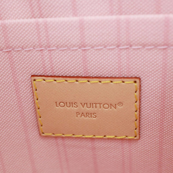LOUIS VUITTON Neverfull Damier Azur Pochette Wristlet Rose Ballerine