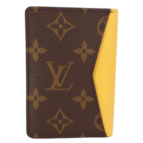 LOUIS VUITTON Pocket Organizer Monogram Macassar Canvas Wallet Safran Yellow