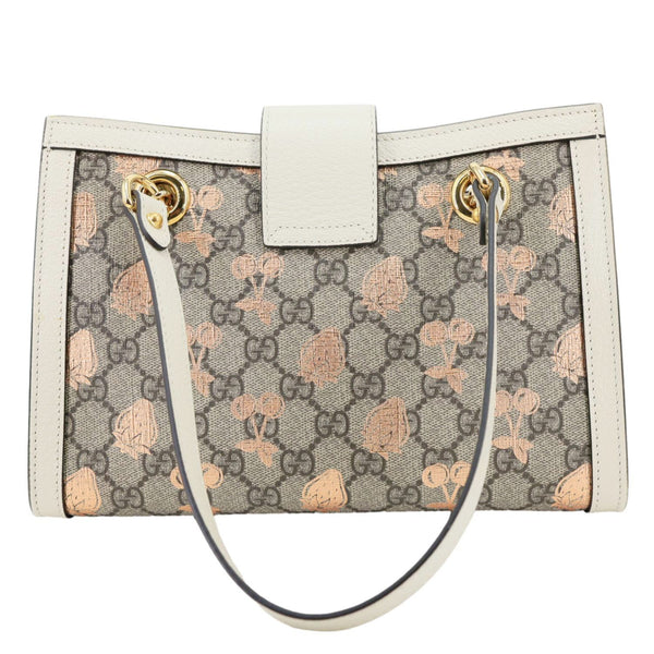 GUCCI Padlock Small GG Supreme Berry Canvas Tote Beige 498156