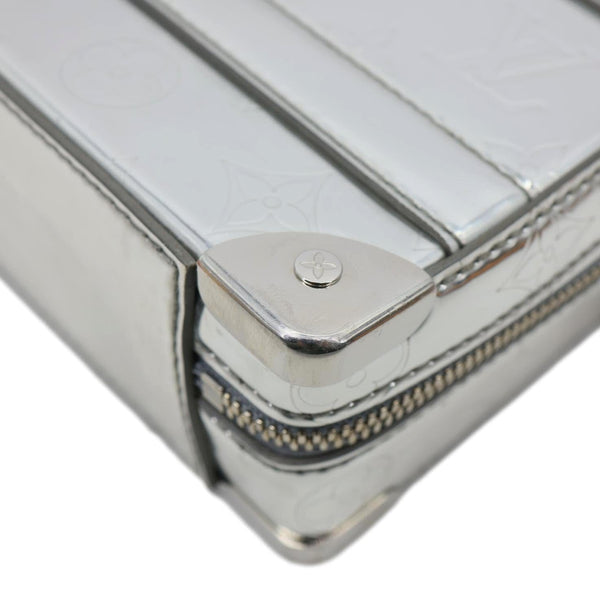 LOUIS VUITTON Handle Trunk Monogram Miroir Leather Shoulder Bag Silver
