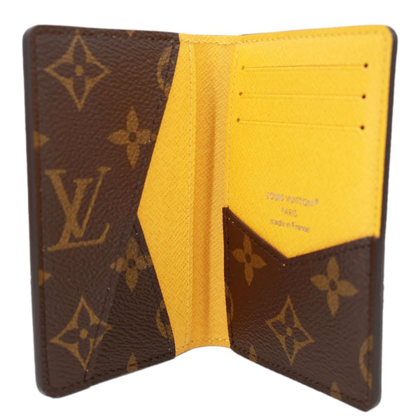 LOUIS VUITTON Pocket Organizer Monogram Macassar Canvas Wallet Safran Yellow