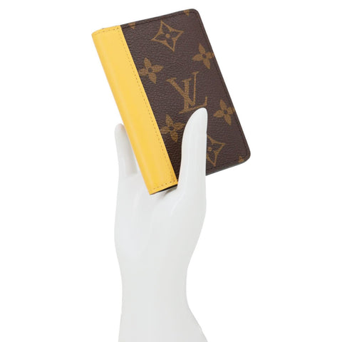 LOUIS VUITTON Pocket Organizer Monogram Macassar Canvas Wallet Safran Yellow