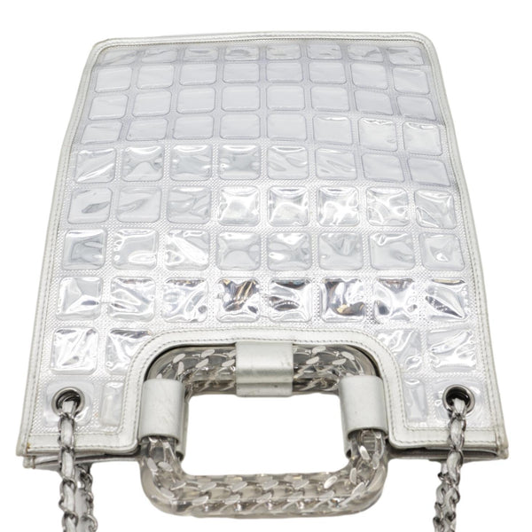 CHANEL Large Vinyl Ice Cube Shopper Tote Bag Silver