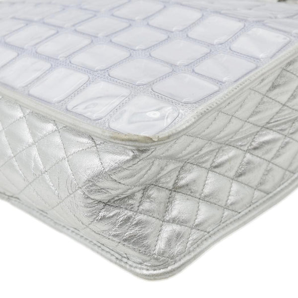 CHANEL Large Vinyl Ice Cube Shopper Tote Bag Silver