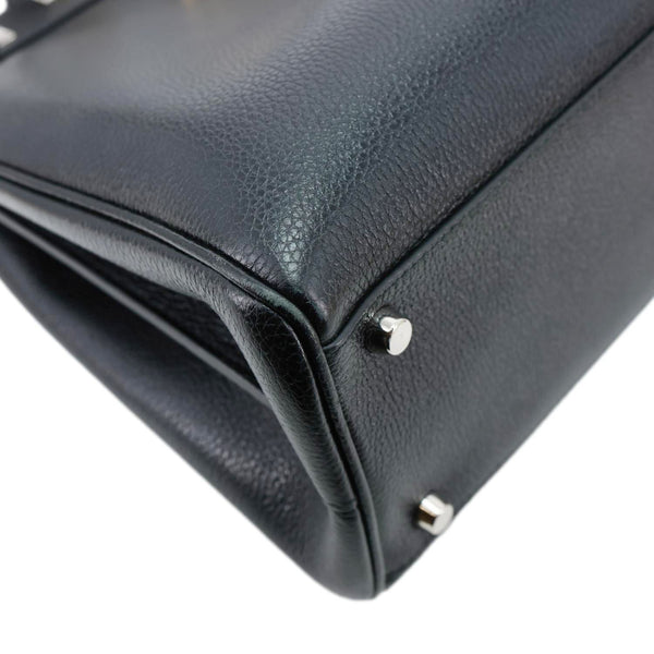 GUCCI Zumi Medium Leather Top Handle Shoulder Bag Black 564744