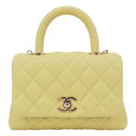 CHANEL Extra Mini Coco Handle Flap Bag Shoulder Bag Yellow