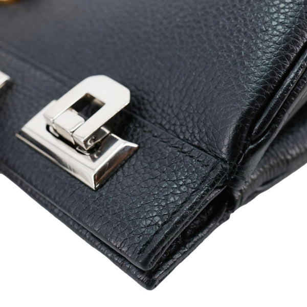 GUCCI Zumi Medium Leather Top Handle Shoulder Bag Black 564744