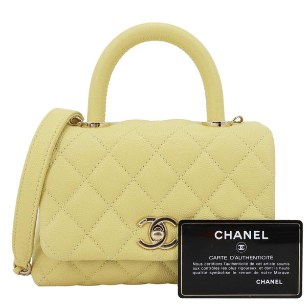 CHANEL Extra Mini Coco Handle Flap Bag Shoulder Bag Yellow