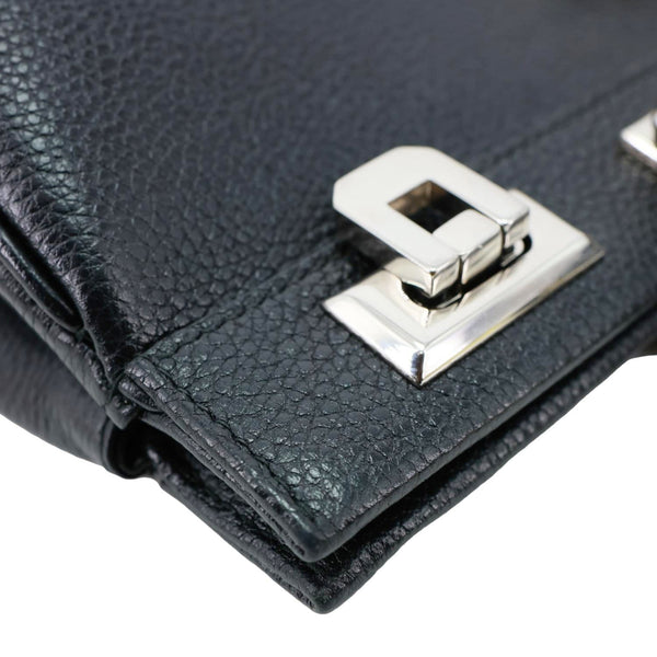 GUCCI Zumi Medium Leather Top Handle Shoulder Bag Black 564744