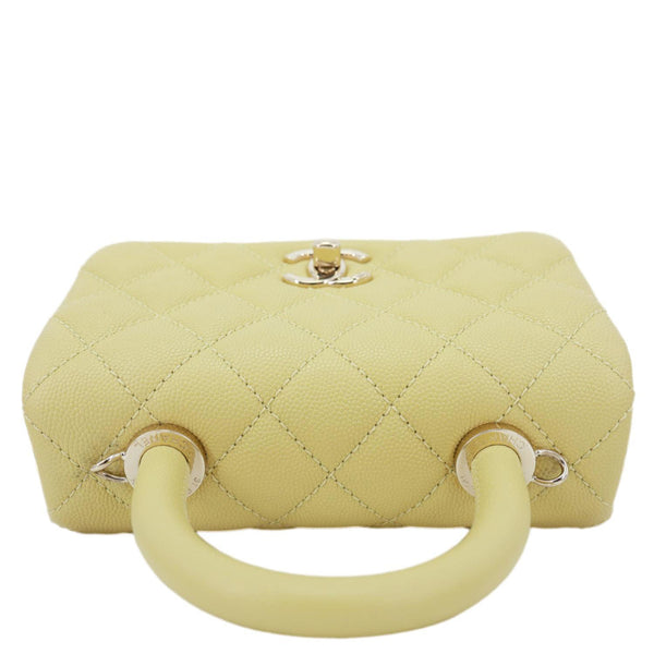 CHANEL Extra Mini Coco Handle Flap Bag Shoulder Bag Yellow