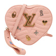 LOUIS VUITTON New Wave Heart Quilted Leather Shoulder Bag Dusty Pink