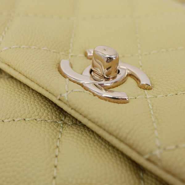 CHANEL Extra Mini Coco Handle Flap Bag Shoulder Bag Yellow
