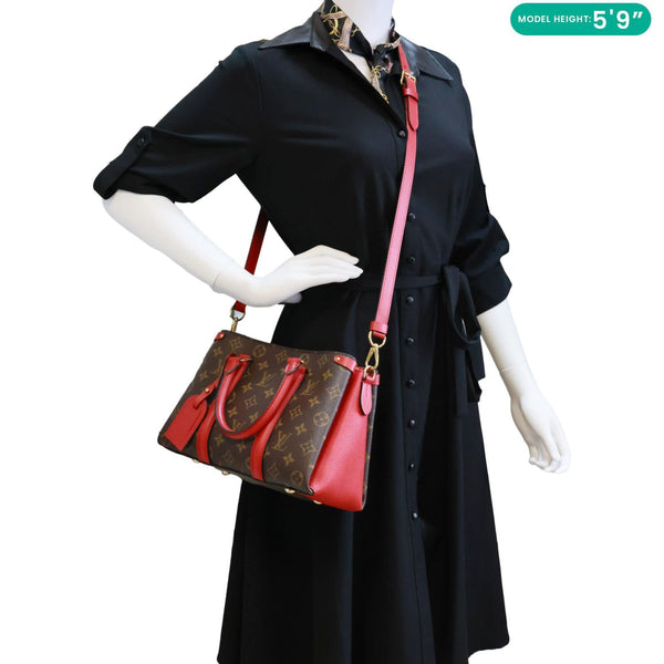 LOUIS VUITTON Soufflot BB Monogram Canvas Shoulder Bag Red